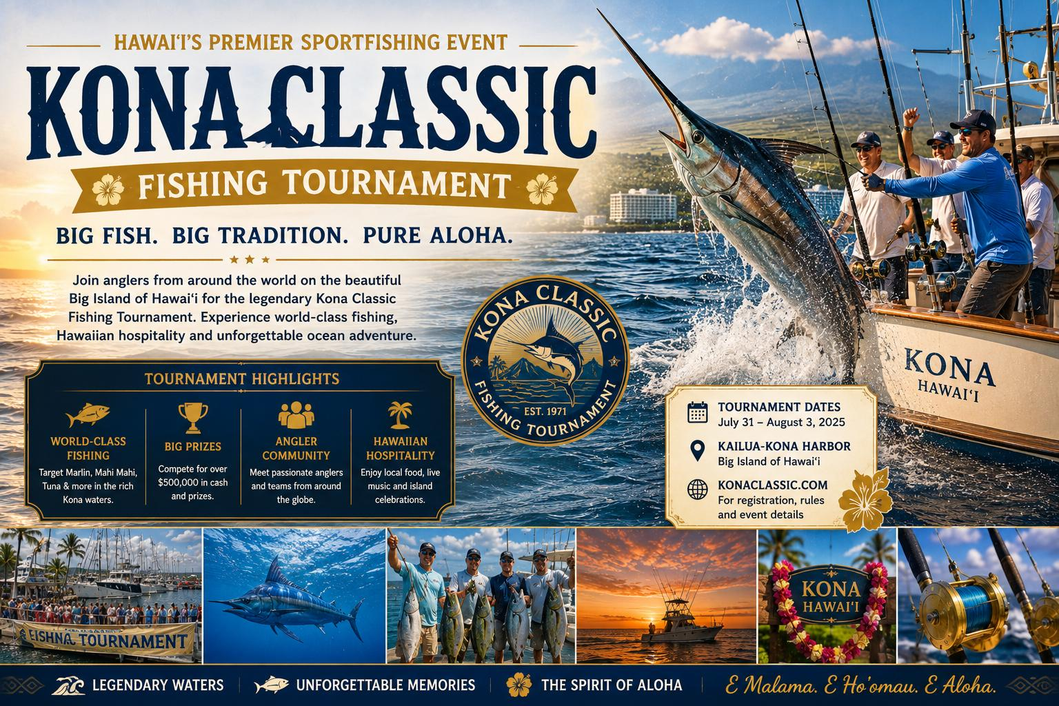 Sportfishing boats competing in the Kona Classic Fishing Tournament off Kailua-Kona, Hawaii Island