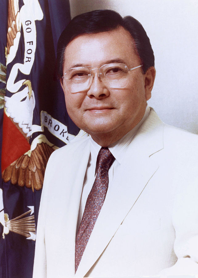 Portrait in white suit during political career